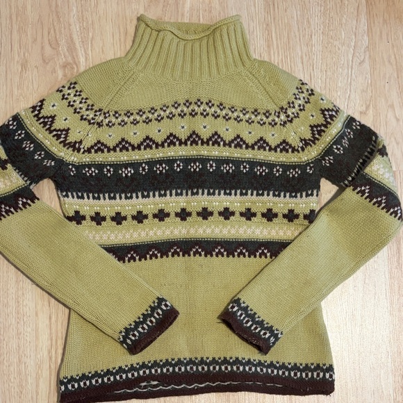 Olive Green Frost Turtleneck Sweater Lambswool - Picture 3 of 5